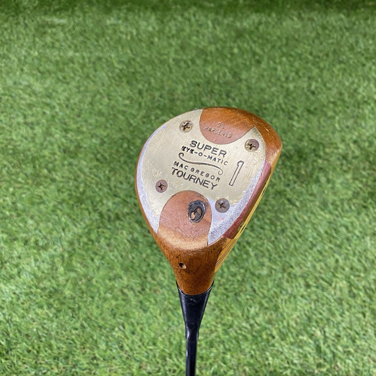 MacGregor Tourney 1 Wood Super Eye-O-Matic Persimmon Driver KeyHole ⛳️ Steel RH