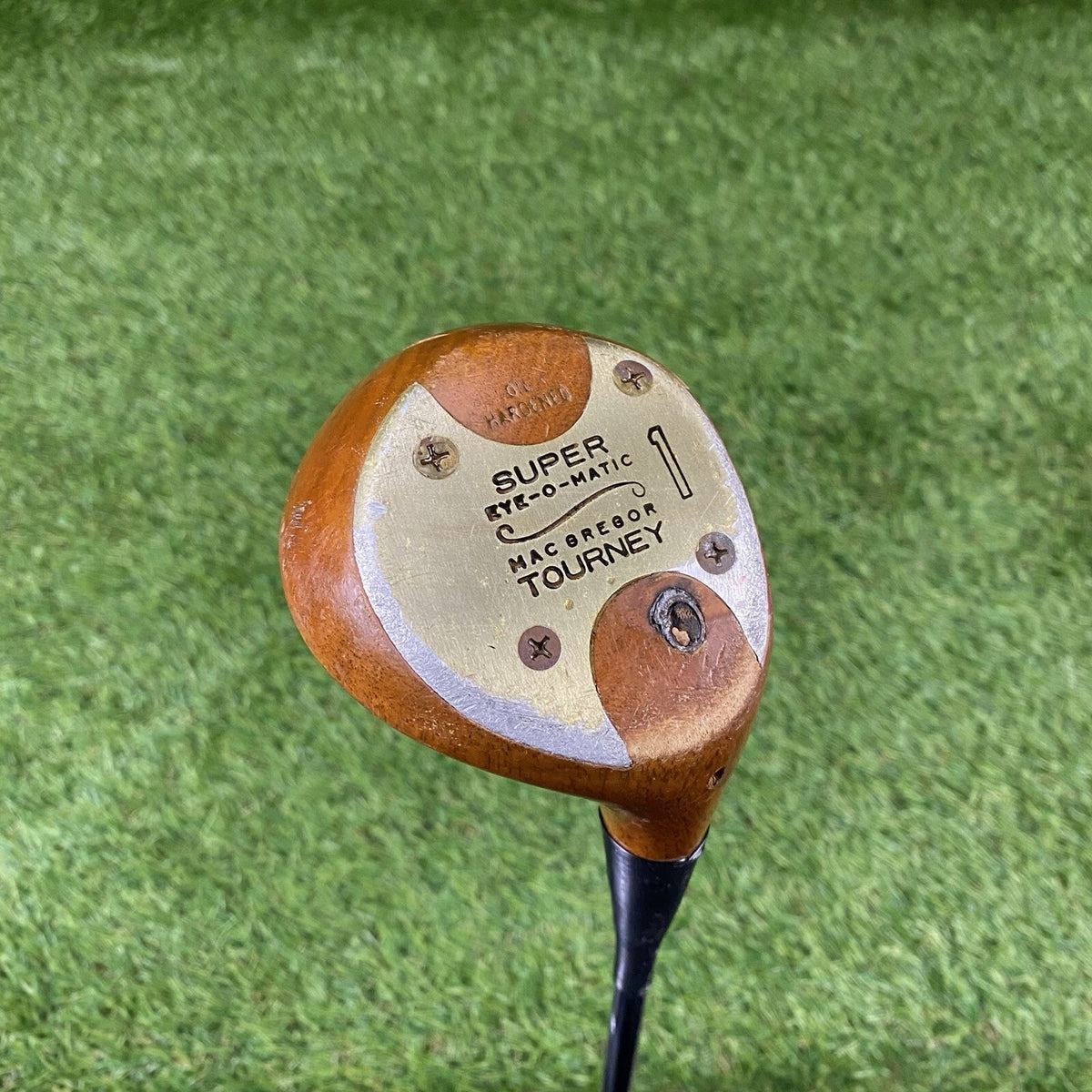 MacGregor Tourney 1 Wood Super Eye-O-Matic Persimmon Driver KeyHole ⛳️ Steel RH