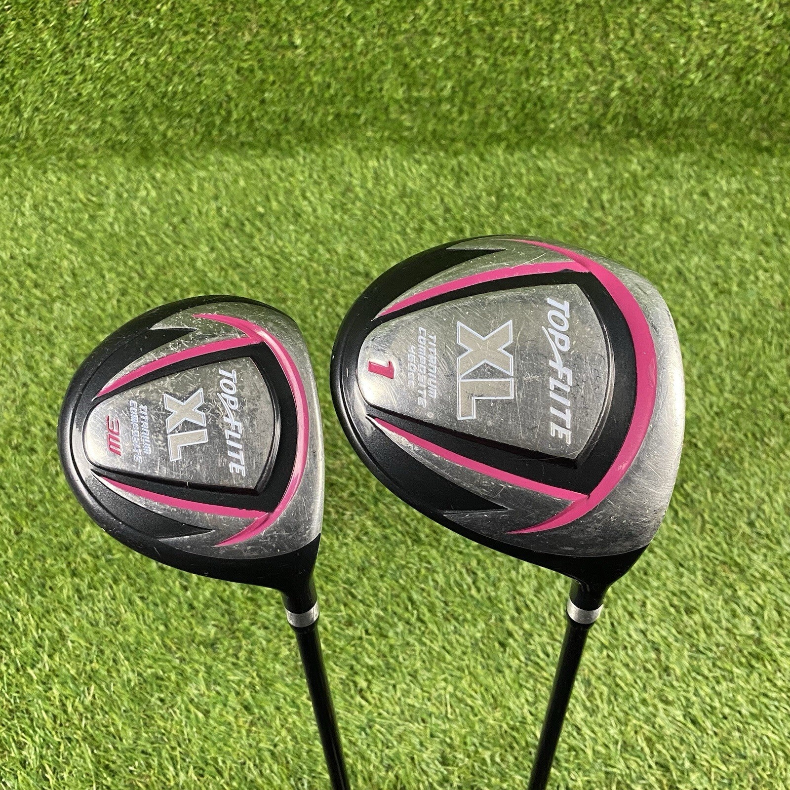 Top Flite Pink XL Titanium Composite Driver And 3 Wood ⛳️ Ladies Flex Shaft RH